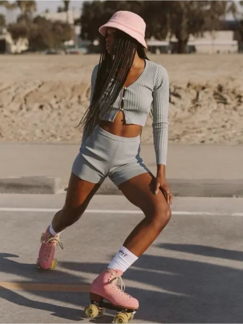 Wayf ‘98 Luke Heathered Blue Knit Pull-On Bike Shorts